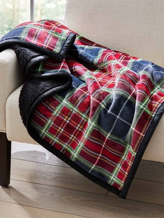Better Homes And Gardens Other - Red and Black Plaid Velvet Plush Throw with Sherpa Cozy Gift